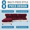 imageHVERSAILTEX Sectional Couch Covers 4 Pieces Sofa Seat Cushion Covers L Shape Separate Cushion Couch Chaise Cover for Both LeftRight Sectional Couch Seat Only 1 Chaise  3 Sofa GreyBurgundy