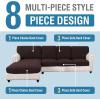 imageHVERSAILTEX Sectional Couch Covers 4 Pieces Sofa Seat Cushion Covers L Shape Separate Cushion Couch Chaise Cover for Both LeftRight Sectional Couch Seat Only 1 Chaise  3 Sofa GreyChocolate