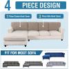 imageHVERSAILTEX Sectional Couch Covers 4 Pieces Sofa Seat Cushion Covers L Shape Separate Cushion Couch Chaise Cover for Both LeftRight Sectional Couch Seat Only 1 Chaise  3 Sofa GreySand