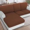 imageHVERSAILTEX Sectional Couch Covers 4 Pieces Sofa Seat Cushion Covers L Shape Separate Cushion Couch Chaise Cover for Both LeftRight Sectional Couch Seat Only 1 Chaise  3 Sofa GreyCaramel