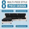 imageHVERSAILTEX Sectional Couch Covers 4 Pieces Sofa Seat Cushion Covers L Shape Separate Cushion Couch Chaise Cover for Both LeftRight Sectional Couch Seat Only 1 Chaise  3 Sofa GreyBlack