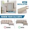 imageHVERSAILTEX Sectional Couch Covers 4 Pieces Sofa Seat Cushion Covers L Shape Separate Cushion Couch Chaise Cover for Both LeftRight Sectional Couch Seat Only 1 Chaise  3 Sofa GreyIsland Fossi