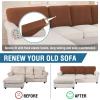 imageHVERSAILTEX Sectional Couch Covers 4 Pieces Sofa Seat Cushion Covers L Shape Separate Cushion Couch Chaise Cover for Both LeftRight Sectional Couch Seat Only 1 Chaise  3 Sofa GreyCaramel