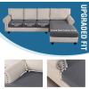 imageHVERSAILTEX Sectional Couch Covers 4 Pieces Sofa Seat Cushion Covers L Shape Separate Cushion Couch Chaise Cover for Both LeftRight Sectional Couch Seat Only 1 Chaise  3 Sofa GreyCharcoal Grey