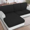 imageHVERSAILTEX Sectional Couch Covers 4 Pieces Sofa Seat Cushion Covers L Shape Separate Cushion Couch Chaise Cover for Both LeftRight Sectional Couch Seat Only 1 Chaise  3 Sofa GreyBlack