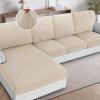 imageHVERSAILTEX Sectional Couch Covers 4 Pieces Sofa Seat Cushion Covers L Shape Separate Cushion Couch Chaise Cover for Both LeftRight Sectional Couch Seat Only 1 Chaise  3 Sofa GreyNatural