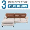 imageHVERSAILTEX Sectional Couch Covers 4 Pieces Sofa Seat Cushion Covers L Shape Separate Cushion Couch Chaise Cover for Both LeftRight Sectional Couch Seat Only 1 Chaise  3 Sofa GreyCaramel