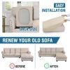 imageHVERSAILTEX Sectional Couch Covers 4 Pieces Sofa Seat Cushion Covers L Shape Separate Cushion Couch Chaise Cover for Both LeftRight Sectional Couch Seat Only 1 Chaise  3 Sofa GreyNatural