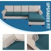 imageHVERSAILTEX Sectional Couch Covers 4 Pieces Sofa Seat Cushion Covers L Shape Separate Cushion Couch Chaise Cover for Both LeftRight Sectional Couch Seat Only 1 Chaise  3 Sofa GreyDeep Teal