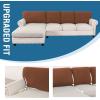 imageHVERSAILTEX Sectional Couch Covers 4 Pieces Sofa Seat Cushion Covers L Shape Separate Cushion Couch Chaise Cover for Both LeftRight Sectional Couch Seat Only 1 Chaise  3 Sofa GreyCaramel
