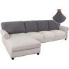 imageHVERSAILTEX Sectional Couch Covers 4 Pieces Sofa Seat Cushion Covers L Shape Separate Cushion Couch Chaise Cover for Both LeftRight Sectional Couch Seat Only 1 Chaise  3 Sofa GreyCharcoal Grey