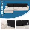 imageHVERSAILTEX Sectional Couch Covers 4 Pieces Sofa Seat Cushion Covers L Shape Separate Cushion Couch Chaise Cover for Both LeftRight Sectional Couch Seat Only 1 Chaise  3 Sofa GreyBlack