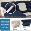 imageHVERSAILTEX Sectional Couch Covers 4 Pieces Sofa Seat Cushion Covers L Shape Separate Cushion Couch Chaise Cover for Both LeftRight Sectional Couch Seat Only 1 Chaise  3 Sofa GreyNavy