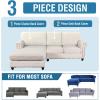 imageHVERSAILTEX Sectional Couch Covers 4 Pieces Sofa Seat Cushion Covers L Shape Separate Cushion Couch Chaise Cover for Both LeftRight Sectional Couch Seat Only 1 Chaise  3 Sofa GreyIvory
