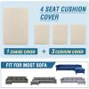 imageHVERSAILTEX Sectional Couch Covers 4 Pieces Sofa Seat Cushion Covers L Shape Separate Cushion Couch Chaise Cover for Both LeftRight Sectional Couch Seat Only 1 Chaise  3 Sofa GreyNatural