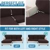 imageHVERSAILTEX Sectional Couch Covers 4 Pieces Sofa Seat Cushion Covers L Shape Separate Cushion Couch Chaise Cover for Both LeftRight Sectional Couch Seat Only 1 Chaise  3 Sofa GreyChocolate