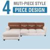 imageHVERSAILTEX Sectional Couch Covers 4 Pieces Sofa Seat Cushion Covers L Shape Separate Cushion Couch Chaise Cover for Both LeftRight Sectional Couch Seat Only 1 Chaise  3 Sofa GreyCaramel