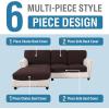 imageHVERSAILTEX Sectional Couch Covers 4 Pieces Sofa Seat Cushion Covers L Shape Separate Cushion Couch Chaise Cover for Both LeftRight Sectional Couch Seat Only 1 Chaise  3 Sofa GreyChocolate