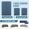 imageHVERSAILTEX Sectional Couch Covers 4 Pieces Sofa Seat Cushion Covers L Shape Separate Cushion Couch Chaise Cover for Both LeftRight Sectional Couch Seat Only 1 Chaise  3 Sofa GreyDusty Blue