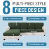imageHVERSAILTEX Sectional Couch Covers 4 Pieces Sofa Seat Cushion Covers L Shape Separate Cushion Couch Chaise Cover for Both LeftRight Sectional Couch Seat Only 1 Chaise  3 Sofa GreyBronze Green