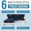 imageHVERSAILTEX Sectional Couch Covers 4 Pieces Sofa Seat Cushion Covers L Shape Separate Cushion Couch Chaise Cover for Both LeftRight Sectional Couch Seat Only 1 Chaise  3 Sofa GreyNavy