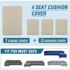 imageHVERSAILTEX Sectional Couch Covers 4 Pieces Sofa Seat Cushion Covers L Shape Separate Cushion Couch Chaise Cover for Both LeftRight Sectional Couch Seat Only 1 Chaise  3 Sofa GreyIsland Fossi