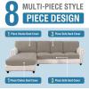 imageHVERSAILTEX Sectional Couch Covers 4 Pieces Sofa Seat Cushion Covers L Shape Separate Cushion Couch Chaise Cover for Both LeftRight Sectional Couch Seat Only 1 Chaise  3 Sofa GreyTaupe