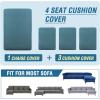 imageHVERSAILTEX Sectional Couch Covers 4 Pieces Sofa Seat Cushion Covers L Shape Separate Cushion Couch Chaise Cover for Both LeftRight Sectional Couch Seat Only 1 Chaise  3 Sofa GreyStorm Blue