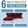imageHVERSAILTEX Sectional Couch Covers 4 Pieces Sofa Seat Cushion Covers L Shape Separate Cushion Couch Chaise Cover for Both LeftRight Sectional Couch Seat Only 1 Chaise  3 Sofa GreyBurgundy