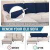 imageHVERSAILTEX Sectional Couch Covers 4 Pieces Sofa Seat Cushion Covers L Shape Separate Cushion Couch Chaise Cover for Both LeftRight Sectional Couch Seat Only 1 Chaise  3 Sofa GreyNavy
