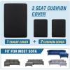 imageHVERSAILTEX Sectional Couch Covers 4 Pieces Sofa Seat Cushion Covers L Shape Separate Cushion Couch Chaise Cover for Both LeftRight Sectional Couch Seat Only 1 Chaise  3 Sofa GreyBlack