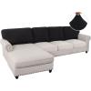 imageHVERSAILTEX Sectional Couch Covers 4 Pieces Sofa Seat Cushion Covers L Shape Separate Cushion Couch Chaise Cover for Both LeftRight Sectional Couch Seat Only 1 Chaise  3 Sofa GreyBlack