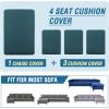 imageHVERSAILTEX Sectional Couch Covers 4 Pieces Sofa Seat Cushion Covers L Shape Separate Cushion Couch Chaise Cover for Both LeftRight Sectional Couch Seat Only 1 Chaise  3 Sofa GreyDeep Teal