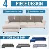 imageHVERSAILTEX Sectional Couch Covers 4 Pieces Sofa Seat Cushion Covers L Shape Separate Cushion Couch Chaise Cover for Both LeftRight Sectional Couch Seat Only 1 Chaise  3 Sofa GreyTaupe