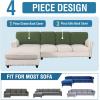 imageHVERSAILTEX Sectional Couch Covers 4 Pieces Sofa Seat Cushion Covers L Shape Separate Cushion Couch Chaise Cover for Both LeftRight Sectional Couch Seat Only 1 Chaise  3 Sofa GreyBronze Green