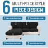 imageHVERSAILTEX Sectional Couch Covers 4 Pieces Sofa Seat Cushion Covers L Shape Separate Cushion Couch Chaise Cover for Both LeftRight Sectional Couch Seat Only 1 Chaise  3 Sofa GreyBlack