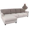 imageHVERSAILTEX Sectional Couch Covers 4 Pieces Sofa Seat Cushion Covers L Shape Separate Cushion Couch Chaise Cover for Both LeftRight Sectional Couch Seat Only 1 Chaise  3 Sofa GreyTaupe
