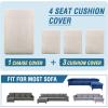 imageHVERSAILTEX Sectional Couch Covers 4 Pieces Sofa Seat Cushion Covers L Shape Separate Cushion Couch Chaise Cover for Both LeftRight Sectional Couch Seat Only 1 Chaise  3 Sofa GreyIvory