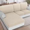 imageHVERSAILTEX Sectional Couch Covers 4 Pieces Sofa Seat Cushion Covers L Shape Separate Cushion Couch Chaise Cover for Both LeftRight Sectional Couch Seat Only 1 Chaise  3 Sofa GreyNatural