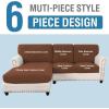 imageHVERSAILTEX Sectional Couch Covers 4 Pieces Sofa Seat Cushion Covers L Shape Separate Cushion Couch Chaise Cover for Both LeftRight Sectional Couch Seat Only 1 Chaise  3 Sofa GreyCaramel