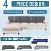 imageHVERSAILTEX Sectional Couch Covers 4 Pieces Sofa Seat Cushion Covers L Shape Separate Cushion Couch Chaise Cover for Both LeftRight Sectional Couch Seat Only 1 Chaise  3 Sofa GreyCharcoal Grey