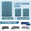 imageHVERSAILTEX Sectional Couch Covers 4 Pieces Sofa Seat Cushion Covers L Shape Separate Cushion Couch Chaise Cover for Both LeftRight Sectional Couch Seat Only 1 Chaise  3 Sofa GreyStorm Blue