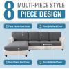 imageHVERSAILTEX Sectional Couch Covers 4 Pieces Sofa Seat Cushion Covers L Shape Separate Cushion Couch Chaise Cover for Both LeftRight Sectional Couch Seat Only 1 Chaise  3 Sofa GreyCharcoal Grey