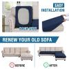 imageHVERSAILTEX Sectional Couch Covers 4 Pieces Sofa Seat Cushion Covers L Shape Separate Cushion Couch Chaise Cover for Both LeftRight Sectional Couch Seat Only 1 Chaise  3 Sofa GreyNavy