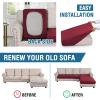 imageHVERSAILTEX Sectional Couch Covers 4 Pieces Sofa Seat Cushion Covers L Shape Separate Cushion Couch Chaise Cover for Both LeftRight Sectional Couch Seat Only 1 Chaise  3 Sofa GreyBurgundy