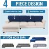 imageHVERSAILTEX Sectional Couch Covers 4 Pieces Sofa Seat Cushion Covers L Shape Separate Cushion Couch Chaise Cover for Both LeftRight Sectional Couch Seat Only 1 Chaise  3 Sofa GreyNavy