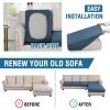 imageHVERSAILTEX Sectional Couch Covers 4 Pieces Sofa Seat Cushion Covers L Shape Separate Cushion Couch Chaise Cover for Both LeftRight Sectional Couch Seat Only 1 Chaise  3 Sofa GreyDusty Blue