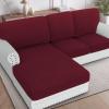 imageHVERSAILTEX Sectional Couch Covers 4 Pieces Sofa Seat Cushion Covers L Shape Separate Cushion Couch Chaise Cover for Both LeftRight Sectional Couch Seat Only 1 Chaise  3 Sofa GreyBurgundy