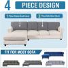 imageHVERSAILTEX Sectional Couch Covers 4 Pieces Sofa Seat Cushion Covers L Shape Separate Cushion Couch Chaise Cover for Both LeftRight Sectional Couch Seat Only 1 Chaise  3 Sofa GreyDove