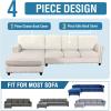 imageHVERSAILTEX Sectional Couch Covers 4 Pieces Sofa Seat Cushion Covers L Shape Separate Cushion Couch Chaise Cover for Both LeftRight Sectional Couch Seat Only 1 Chaise  3 Sofa GreyIvory